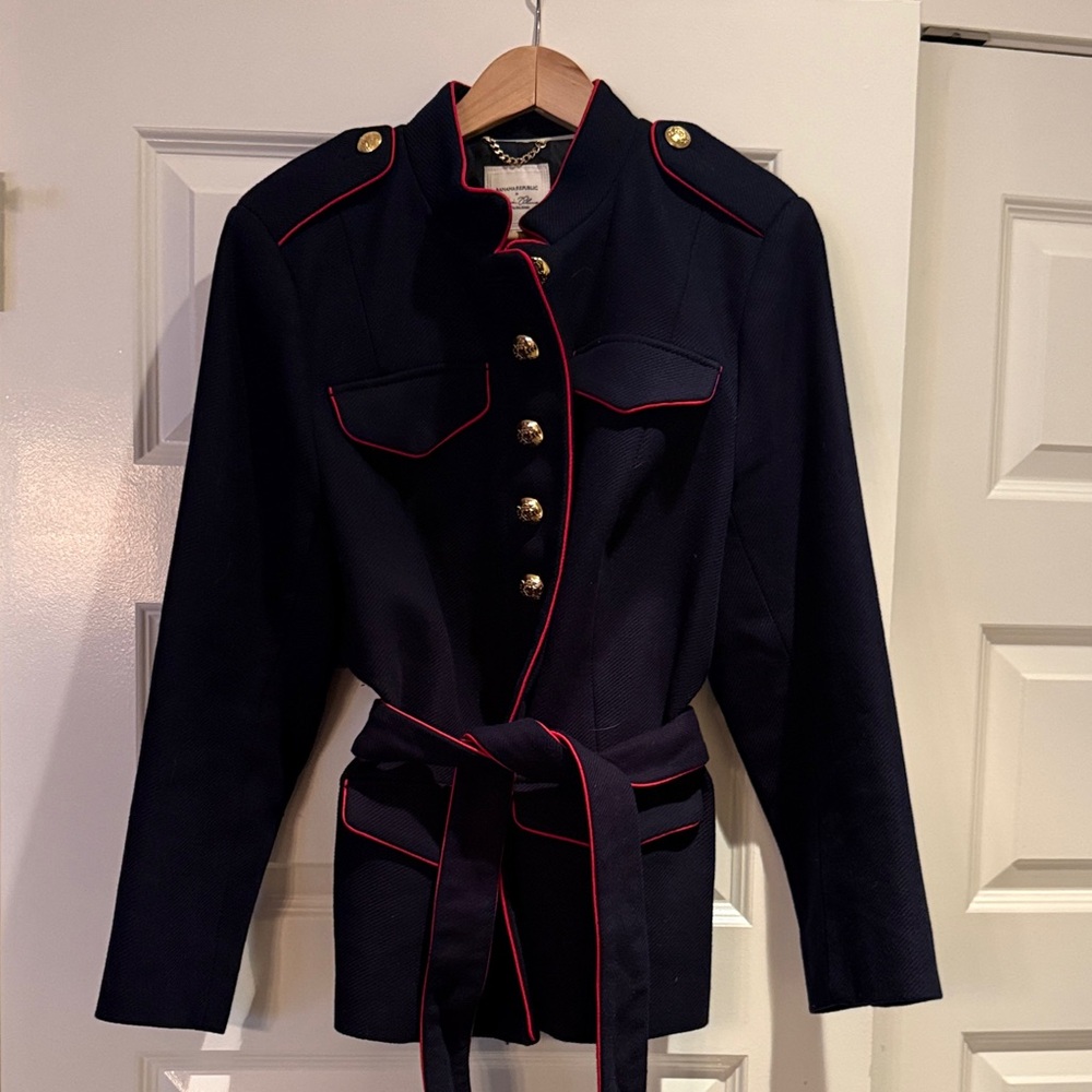 Banana Republic Navy Blazer with Red Piping and Gold Buttons